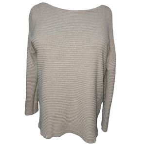 Calvin Klein Jeans Cream Chunky Knit Sweater Size Medium Drop Shoulder Relaxed